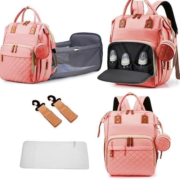 Multi-function Large Capacity Diaper Bag Backpack (Pink) - Picture 3 of 12